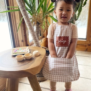 NEW COLORS! Personalized hand-embroidered name HANDMADE apron for kids and babies, Customized birthday gift for children