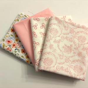 Pretty coquette pink fabrics fat quarter/half-yard bundle set of 4, Sewing and craft cotton fabric, Quilting cotton fat quarters
