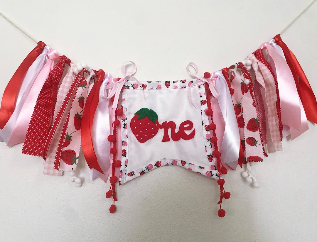 Strawberry Theme High Chair Banner - First Birthday Decor For Girls, Cake Smash Photo Prop, 80 Inch Long - View #11