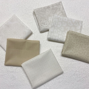 Low volume fabrics fat quarter bundle set of 6. Cotton print fabric for sewing. Light color craft fabric. Quilting cotton fat quarters.