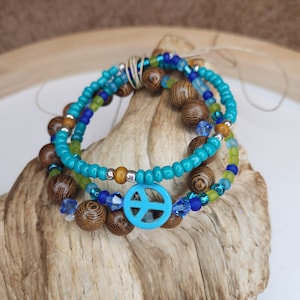 Pulseira empilhável com miçangas Boho, pulseiras Boho empilháveis para ela, pulseiras empilháveis feitas à mão, conjunto de pulseiras Boho