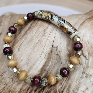Handmade Beaded Boho Bracelet, Boho Beaded Bracelet for Her, Hippie Beaded Bracelet, Handmade Wooden Bracelet