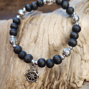 Men&#39;s Bohemian Bracelet, Masculine Beaded Bracelet, Black Handmade