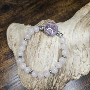 Handmade Rose Quartz Bracelet, Gemstone Healing Bracelet, Amethyst Bracelet, Gift for Her, Rose Quartz Jewelry