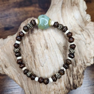 Handmade Wooden Beaded Bracelet, Wooden Boho Bracelet for Her, Beaded Bohemian Bracelet, Wooden Beaded Bracelet for Her