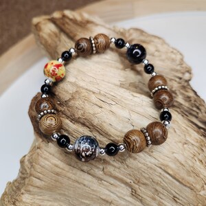 Handmade Beaded Boho Bracelet, Boho Beaded Bracelet for Her, Hippie Beaded Bracelet, Handmade Wooden Bracelet