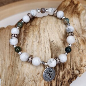 Men&#39;s Beaded Boho Bracelet, Men&#39;s Healing Bracelets, Handmade Boho Beaded Bracelets for Him, White Turquoise Stone