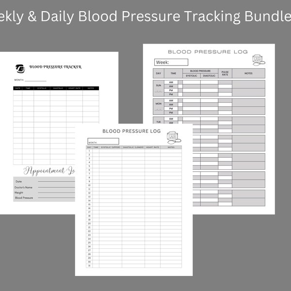 Blutdruckprotokoll | Blutdruck Tracker | Blutdruck Platte | Digitaler Download