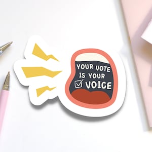 Your Vote is Your Voice Political Sticker for Laptop | Shouting Mouth Protest Decal for Phone Case | Sticker to Encourage Voting