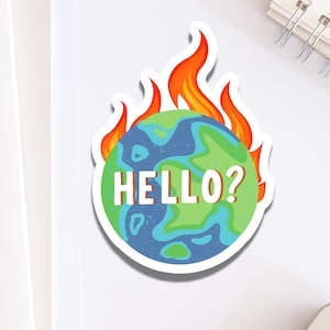 ajude a etiqueta da terra do planeta para garrafa de água | Decalque de conscientização sobre o aquecimento global | Presente pequeno, estético e ecologicamente correto