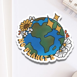 nenhuma etiqueta da terra do planeta B para garrafa de água | Decalque de conscientização sobre o aquecimento global | Presente pequeno, estético e ecologicamente correto