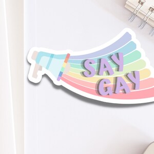 Diga pegatina de la ley gay de Florida / Linda calcomanía del mes del orgullo gay del arco iris pastel para botella de agua / LGBTQ+ Apoyo a la igualdad de derechos