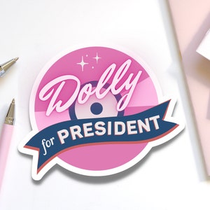 Dolly Parton para a etiqueta do presidente Garrafa De Água | Decalque brilhante de vinil rosa country record para laptop