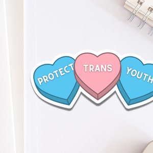 Protect Trans Jugend Sticker für Laptop | Niedlicher Transgender Pride Aufkleber für Wasserflasche | LGBTQ+ Gleiche Rechte Unterstützung