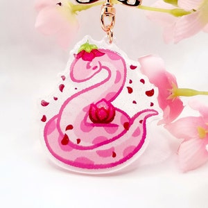 Pink Flower Snake | Acrylic Keychain Charm
