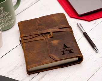 Personalized Refillable Leather Journal, Genuine Leather Journal, Antique Notebook Cover,Rustic Leather Diary 8x6 , 10x8, 12x9 size options.