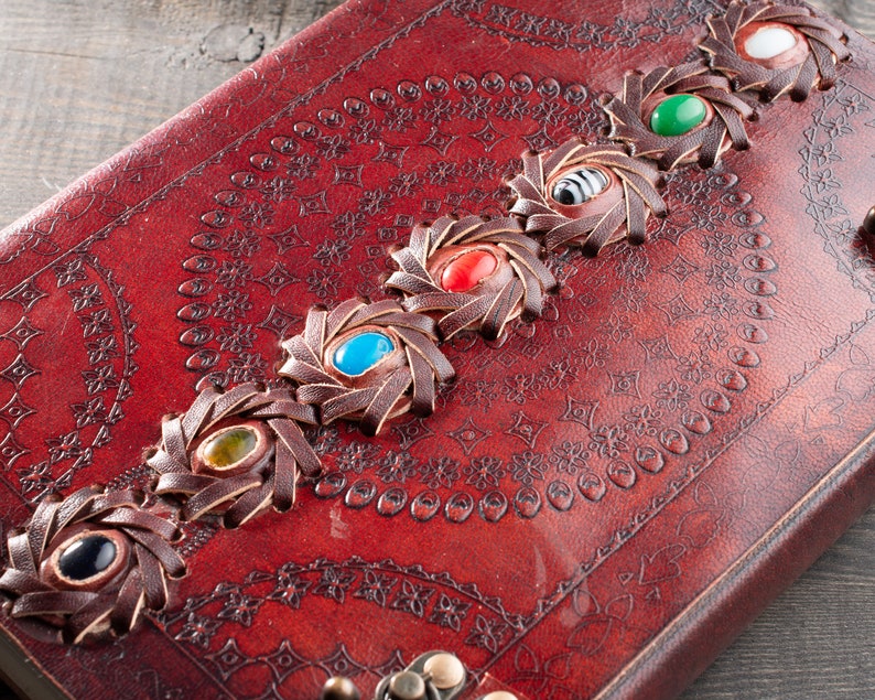 Seven Stone Personalized Leather Journal Leather Scrapbook Etsy