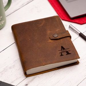 Christmas Gift Personalized Refillable Leather Journal, Genuine Leather Journal, Antique Notebook Cover,8x6 , 10x8, 12x9 size options.