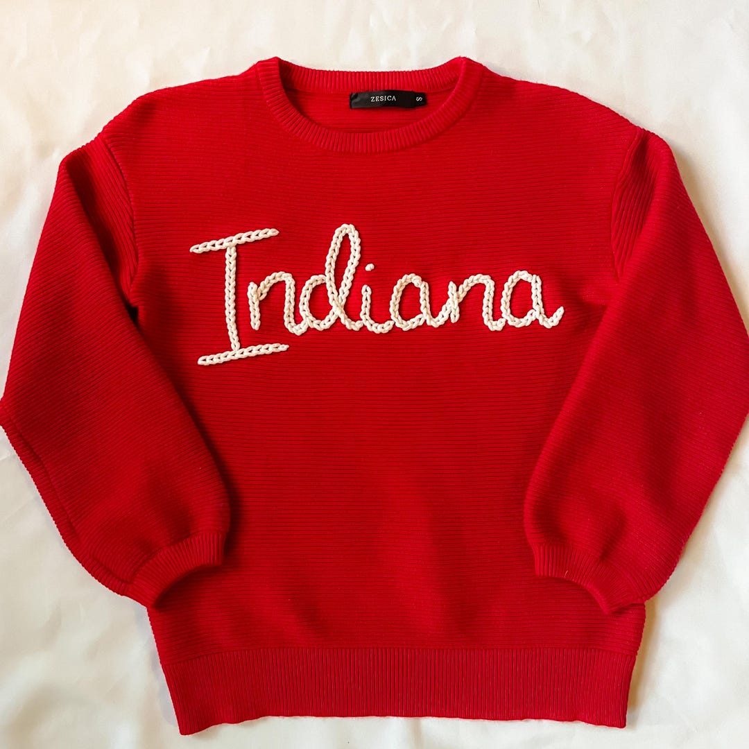 Indiana Hand Embroidered Sweater - Etsy