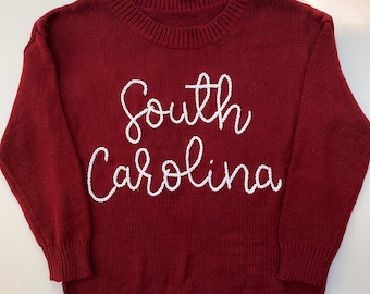 South Carolina Hand Embroidered Sweater