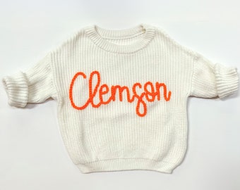 Clemson Hand Embroidered Sweater