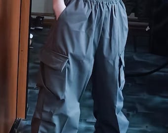 Multipocket Baggy Elastic Waist Cargo Pants