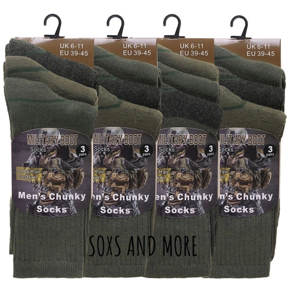 6 Pairs Mens Army Military Socks Thermal Hiking Boots Combat warm UK 6-11 / EU 40-45