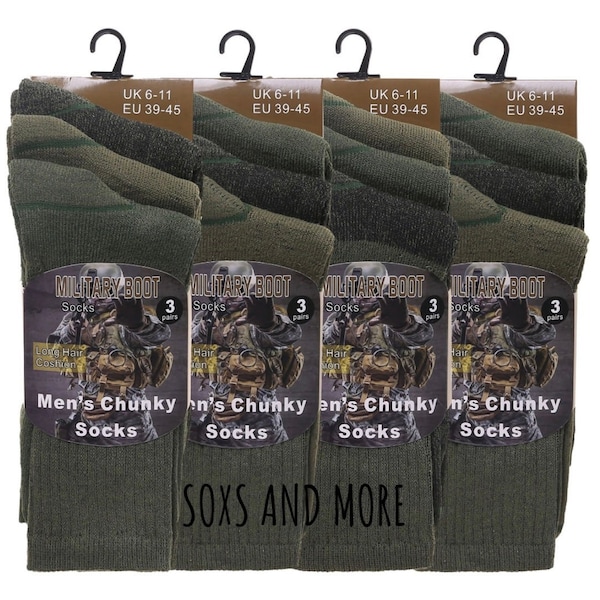 6 paires de chaussettes militaires pour hommes, bottes de randonnée thermiques Combat warm Royaume-Uni 6-11 / UE 40-45