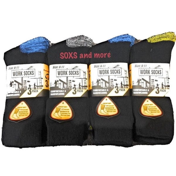12 pairs mens cotton Heavy Duty Thick work boot socks
