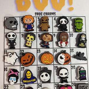 Adornos para zapatos de Halloween, adornos espeluznantes, adornos fantasmales, regalos de Halloween, adornos de películas de terror