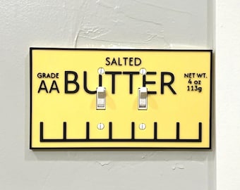 butter double light switch cover horizontal cover for kids cover for light switch butter cute light switch cover breakfast themed cover
