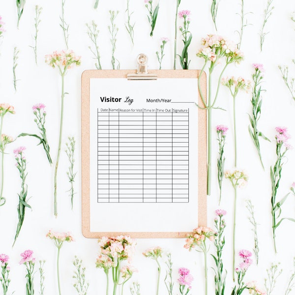 Visitor Log|Digital Download|Editable|Printable|Sign In Sheet