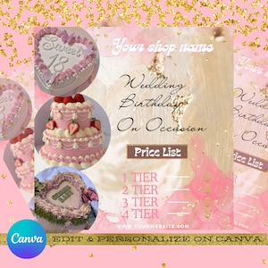 Kuchen Flyer Vorlage / Bearbeitbarer digitaler Download / Kuchen Business Flyer / Back-Dessert Flyer / Social Media Flyer|Bäckerei Business Flyer