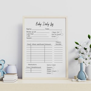 Daily Baby Report| Newborn Tracker| Nanny, Daycare, Babysitting Log Sheet| Instant Download| Childcare Report Sheet| Baby Log Sheet