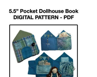 Pocket Dollhouse Book DIGITAL PATTERN - Travel Dollhouse, Quiet Play, Fabric Dollhouse Sewing Pattern