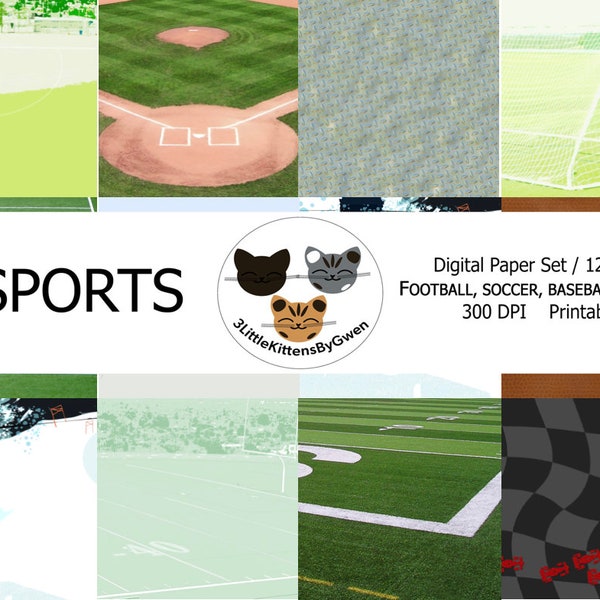 Sports Digital Scrapbook Paper 12"x12"