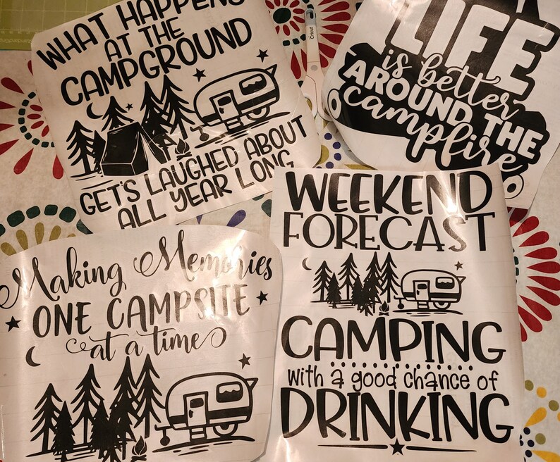 Camping Bucket Decal DIY Choose From 12 Vinyl Decal Designs Etsy