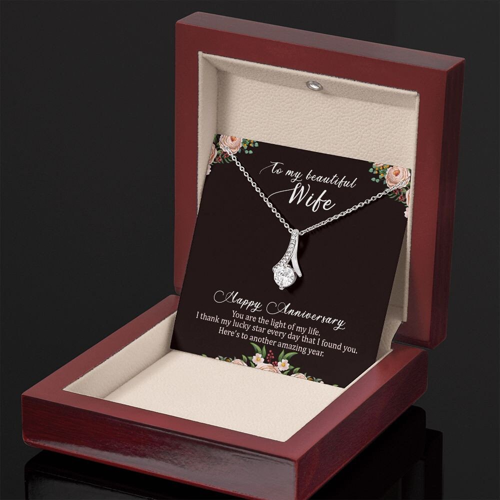 To My Beautiful Wife Happy Anniversary Gift Necklace Christmas