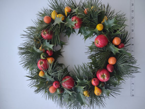 14" Artificial Fruit Autumn Fall Green Orange Yellow Wreath Fall Decoration Halloween