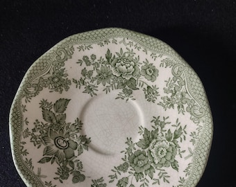 Vintage Enoch Wedgwood Tunstall Saucer Kent Green White (Lot 5662)