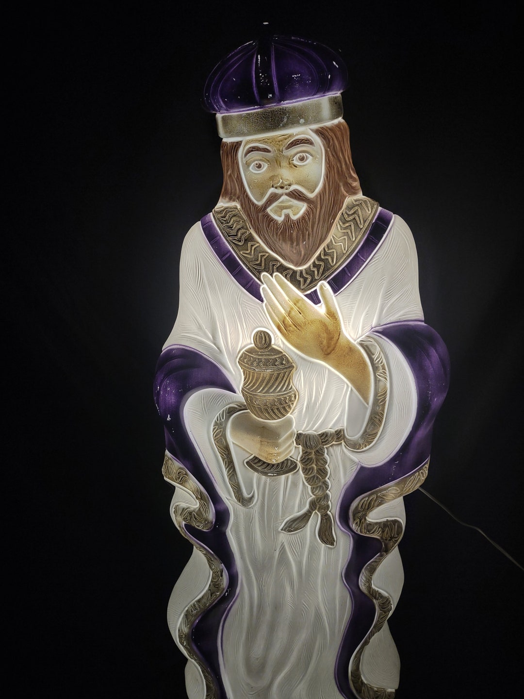 Vintage Christmas Nativity Blow Mold Purple Light up Wise Man 40 lot