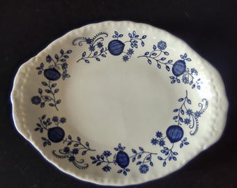 Vintage Enouch Wedgwood Blue Heritage Small Serving Dish Ironstone England(5972)