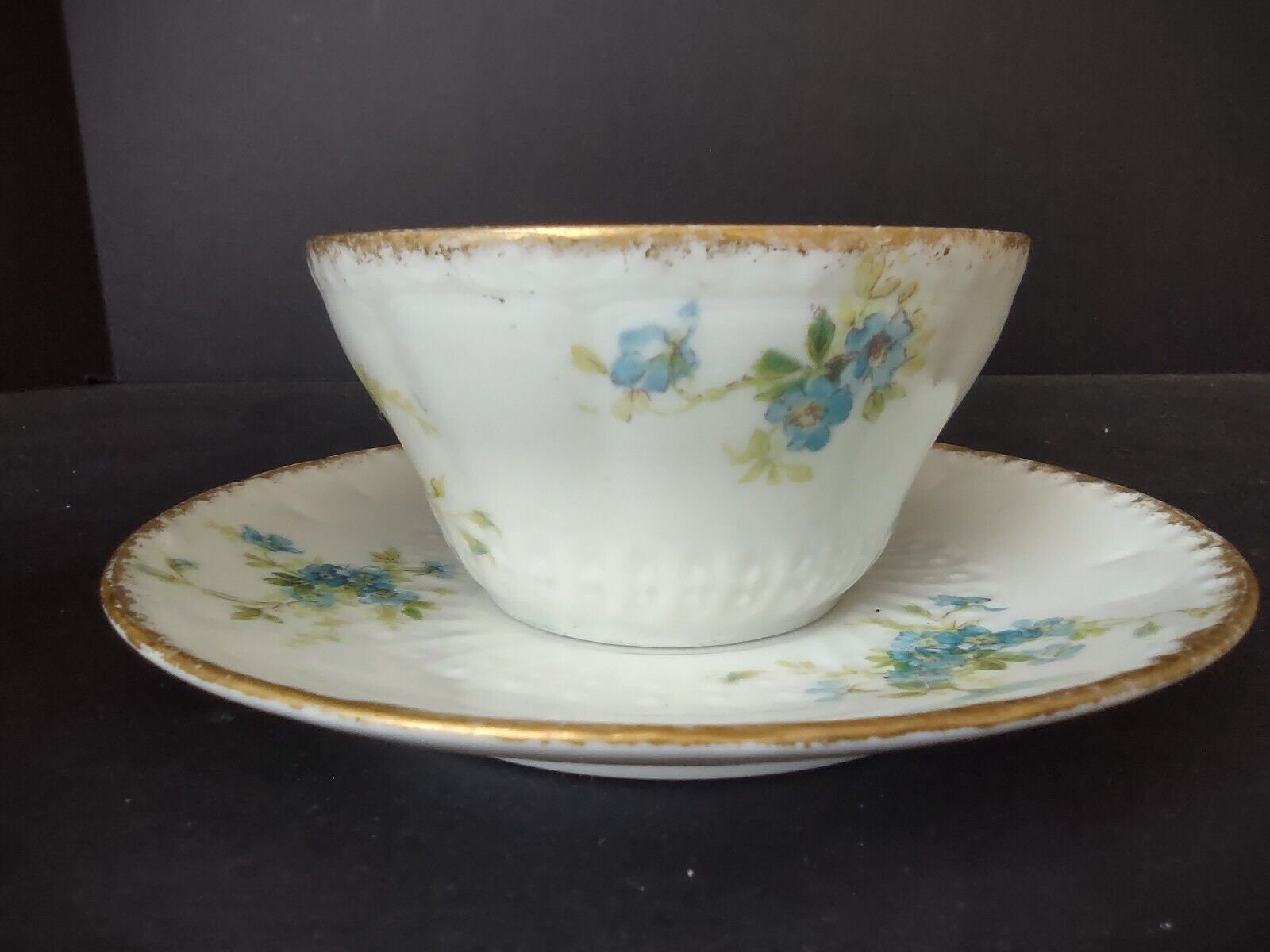 Vintage Haviland Limoges France Teacup Blue Me Not Gold Etsy