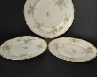 lot 774 Haviland Limoges Dinner Luncheon Plate Large Green White Roses Gold Trim