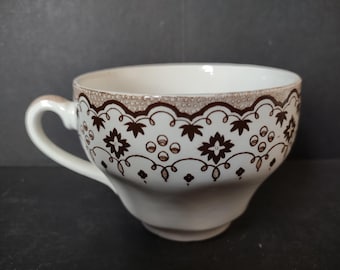 Vintage Wedgwood & Co Lille Brown Transferware Teacup Enoch Wedgwood [6078]