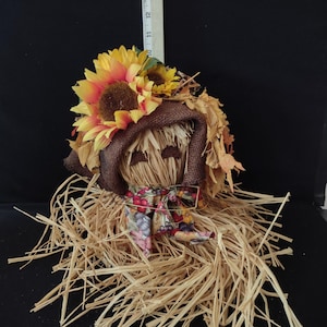 Halloween/Fall Hand Made Terra Cotta Pot Scarecrow Head (Lot 3361)