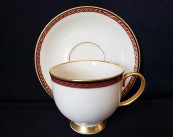 Lenox MONROE 5-piece Place Settings - Maroon, Black Band, Gold