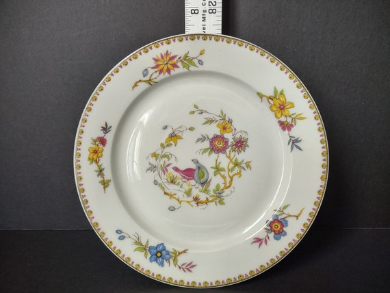Haviland Limoges France Porcelain Old Abbey Rouen Spray Pheasant Salad Plate 7-3/8" (lot 346)
