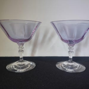 Fostoria Wisteria Set of 2 Low Sherbet Glass Purple IMPERFECT (lot 2709)