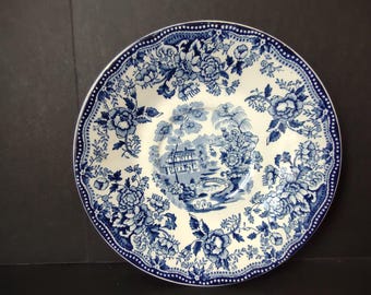 Vintage Tonquin Royal Staffordshire Clarice Cliff Blue Transferware Saucer [5943